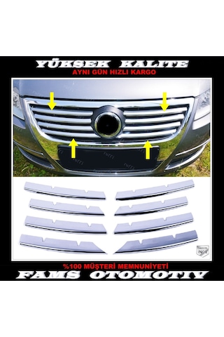 Vw Passat B6 Krom Ön Panjur 8 Prç. 2005-2011 Arası P.Çelik