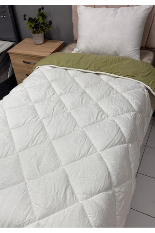 Clasy %100 Pamuk Ranforce Tek Kişilik Çift Taraflı Yorgan Beyaz-fıstık Yeşili