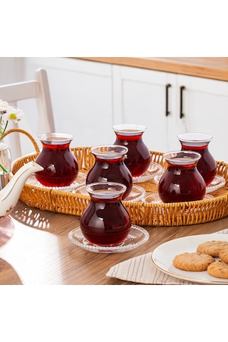 Perotti Mercan 12 Parça Cam Çay Takımı 210ml Çay Seti Şeffaf