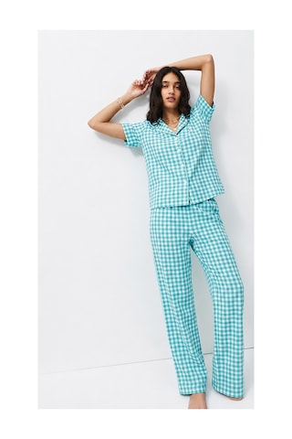 Fit Women Standart Boy Elastanlı Su Yeşili Pijama Takımı