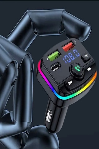 Araç Bluetooth 5.1 Fm Transmitter Cihazı Araba Müzik Mp3 Çalar Oto Çakmaklık 20w Hızlı Şarj Aleti