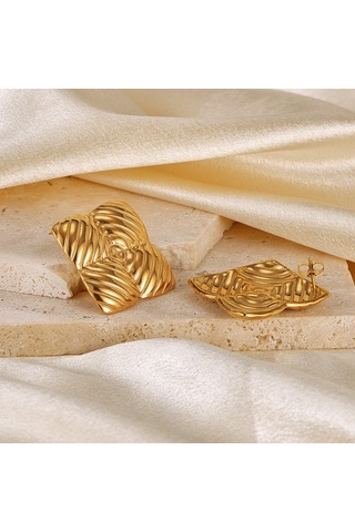 Sones Opk Ge939 1 Çift Vintage Paslanmaz Çelik Geometrik Çizgili Küpe Çok Renkli