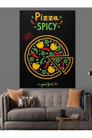 Karizma Tablo Acı Baharatlı Pizza Posteri Dekoratif Kanvas - Mdf Ahşap Tablo