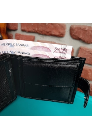 Gvnbag Hakiki Deri Erkek Bozuk Para Gözlü Çıtçıtlı Siyah Cüzdan Gvn-0120
