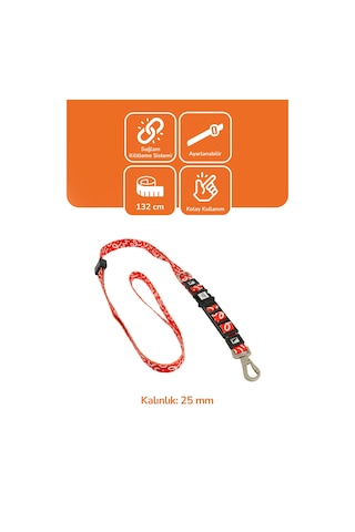 Köpekler İçin Dayanıklı Ve Güvenli, Desenli Eller Serbest Gezdirme Tasması 25mm Kırmızı