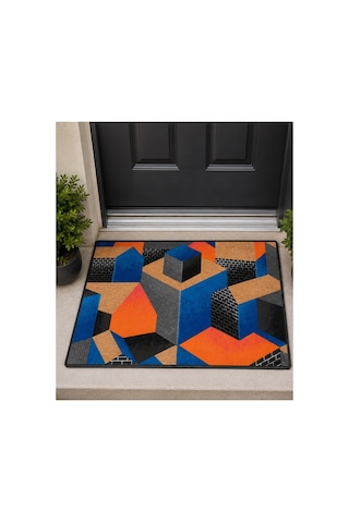 Kapı Önü Paspası Kaymaz Ağır Tabanlı Geometrik, Desenli Desen Dekoratif , Kolay Temizlenir 45x70 Cm Kod T12 Kahverengi