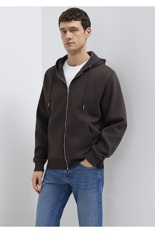 Mavi - Kapüşonlu Fermuarlı Kahverengi Basic Sweatshirt 0s10277-70219 Kahverengi