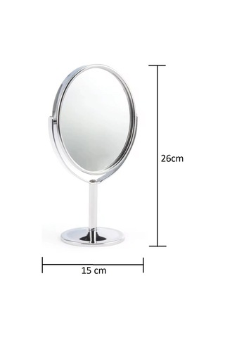 Oval Masaüstü Ayaklı 360 Dönebilen, İşyeri, Seyahat İçin Mini Krom Ayna 15x25cm Belirtilmemis