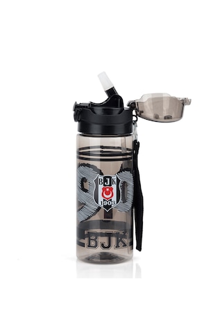 Beşiktaş Lisanslı 500ml Pipetli Kilitli Kapaklı Siyah Matara - Orijinal Bjk Taraftar Suluk Siyah - Beyaz