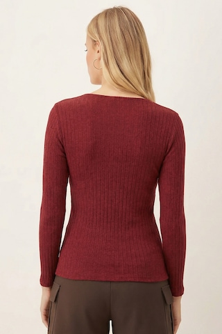 Armonika Kadın Bordo Asimetrik Yaka Uzun Kollu Bluz Arm-26k001082