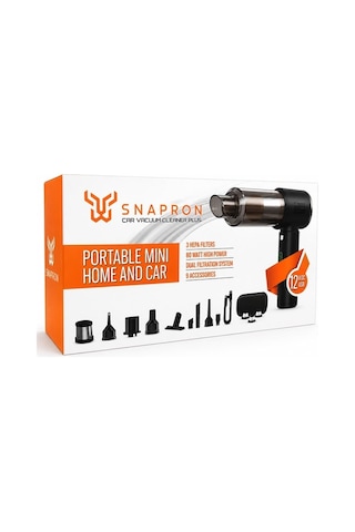 Snapron Snv-3002 80w 7.4v Şarjlı Mini Araç Ve Ev Süpürgesi + Çift Filtrasyonlu Çok Fonksiyonlu Temizlik Seti Renkli