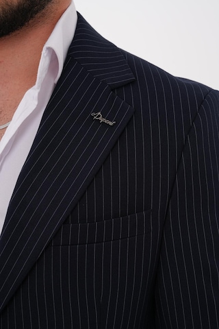 Dupont Classics Dupont Slim Fit Mono Yaka 6 Drop Çift Yırtmaç Çizgili 2'li Takım Elbise Lacivert