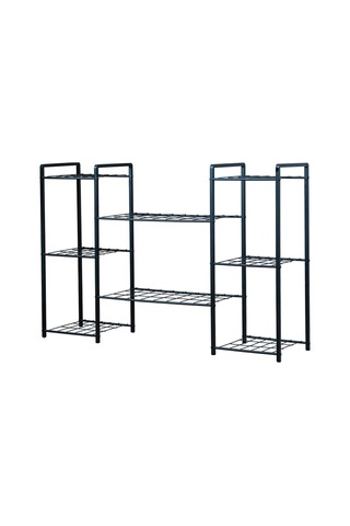 Uykula Metal Dekoratif 8 Raflı Çiçeklik Standı Saksı Standı Saksılık Siyah