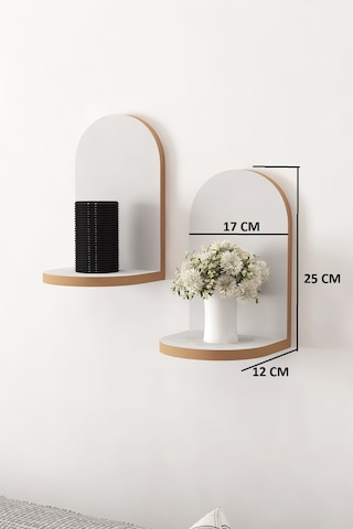 Dekoratif Duvar Rafı 25x 17 X 12 2 Adet Raf Beyaz
