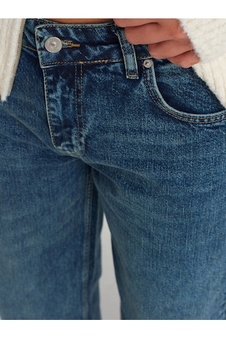 Dilvin 71743 Paçası Kıvrık Geniş Kesim Denim Pantolon Mavi