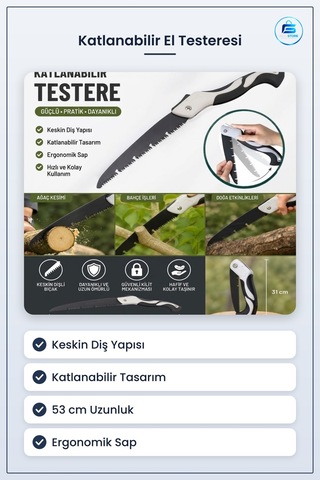 Katlanabilir El Testeresi Keskin Dişli Bahçe Budama Kamp Ve Ahşap