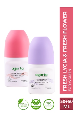 Agarta Fresh Flower + Fresh Lycia Ter Kokusu Önleyici Beyazlatıcı Kadın Roll-On Deodorant 2 x 50 ML