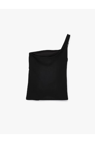 Koton Asimetrik Tek Omuz Metal Aksesuarlı Kolsuz Bluz Siyah 6sak10042ek Siyah