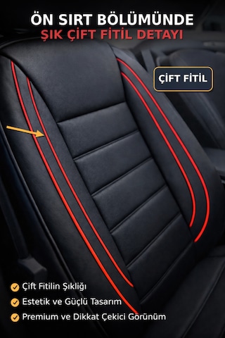 Peugeot 508 2011 Ve Sonrası Uyumlu Jetdrive Serisi Siyah Kırmızı Oto Koltuk Kılıfı