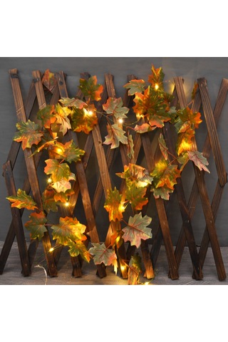 Suofeng Harvest Renkli Yapay Akçaağaç Yapraklı Işıklı Süs, 2m 10 Işık, 3xaa Pil Gerekiyor Pil Dahil Değil