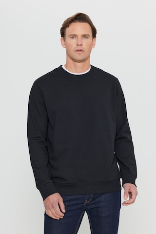 AC&Co / Altınyıldız Classics Standart Fit Normal Kesim Pamuk Bisiklet Yaka Erkek Sweatshirt Siyah