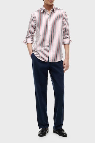 Tommy Hilfiger Çizgili Pamuklu Regular Fit Uzun Kollu Gömlek Erkek Gömlek Mw0mw43315 0ev Beyaz-kırmızı-lacivert