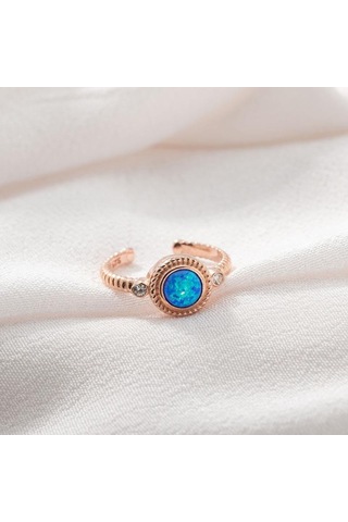 Gümüşpazarım Mavi Opal Taşlı Mavi Opal Taşlı Kadın Gümüş Yüzük