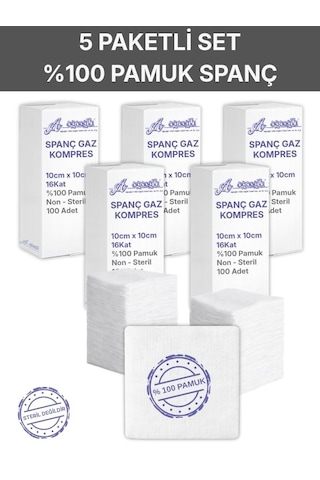 Spanç Gazlı Bez 10x10cm 16 Katlı 500 Adet - Yüksek Emici, Yapışmayan, Nefes Alabilir %100 Pamuk Yara Pansuman Pedi