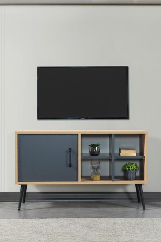 3109 Şile Metal Ayaklı Metal Kulplu 100 Cm Tv Ünitesi - Antrasit Safir Antrasit - Beyaz