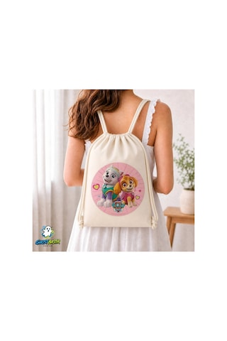 Ghostbastır Design Paw Patrol Büzgülü Keten Çanta C226 Bej