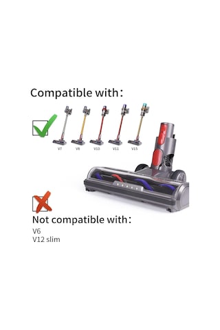 Dyson V7 V10 V11 V15 Uyumlu Kıl Fırça Başlığı Led Işıklı