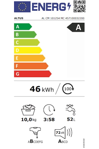 Altus AL CM 101254 MC 1200 Devir 10 Kg Çamaşır Makinesi Beyaz