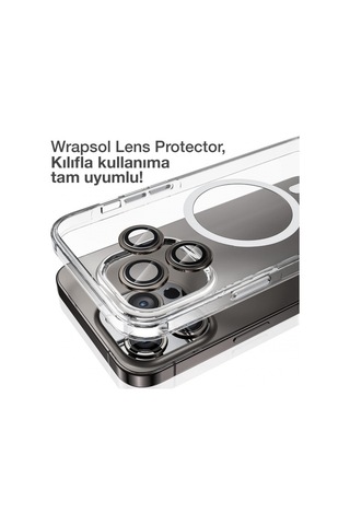 Apple Uyumlu iPhone 15 Pro Kamera Lens Koruyucu Siyah Titanyum Kolay Uygulama Aparatlı
