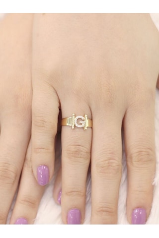 14 Ayar Altın Küçük G Harfli Yüzük