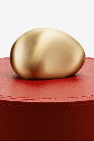 Tall Pebble Trinket Box, Kırmızı Deri Süs Kutusu
