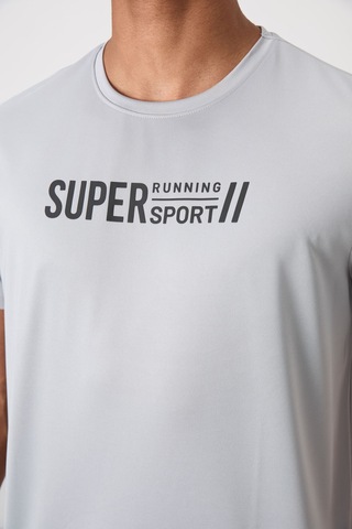 Tommy Life Gri Polyester Nefes Alan Dokulu İnce Esnek Standart Fit Erkek Performans T-shirt - 88385 Gri