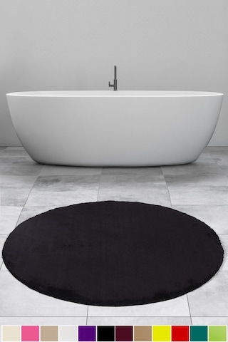 Bonny Home Elite Siyah 120x120 Cm Yuvarlak Peluş Banyo Halısı Siyah