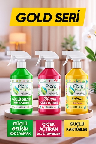 Plant Home Bitki Besini 3lü Seti 500 Ml & Hızlı Emilim Powermix Gold Seri 500 G