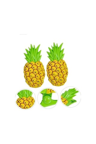 Ananas Şeklinde Jumbo Boy Havlu Mandalı Klipsi, Plaj Havlusu Tutucu, Şezlong Battaniye Sabitleme Aksesuarı, Sarı Yeşil, 2&apos Li Set Açık Ahşap
