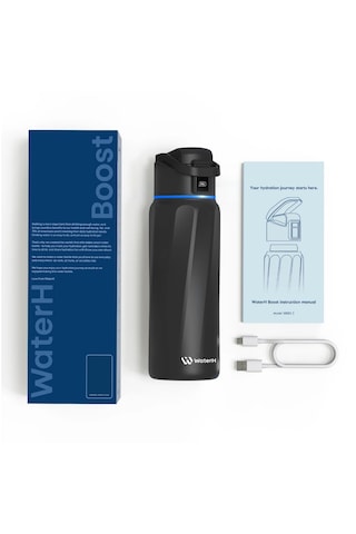 Waterh Boost Akıllı Termos Hidrasyon Takibi Yapan, Yalıtımlı 0.95 L / 32oz Akıllı Şişe Siyah