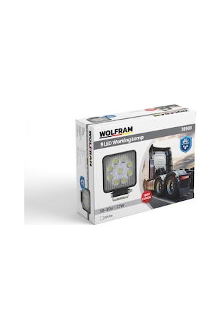 Wolfram 31901 12v-24v Çalışma Lambası 9led Kare 27w Beyaz E Belgeli