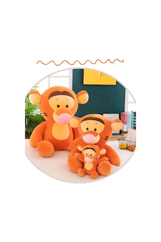 İthal Kumaş Winnie The Pooh Tiger Kaplan Anime Figür Peluş Oyuncak Uyku & Oyun Arkadaşı 50 Cm. Turuncu