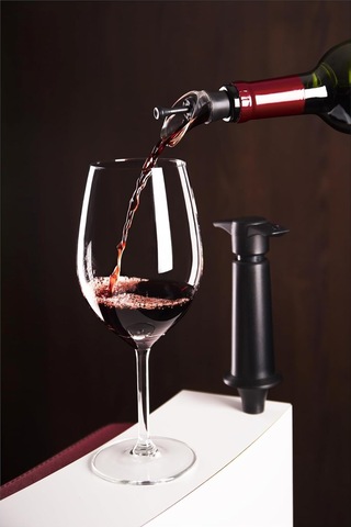 Vacu Vin 6504606 Şişe Ağzı Kilitli 2'li Set, Plastik, Siyah, 3 X 3 X 8 Cm
