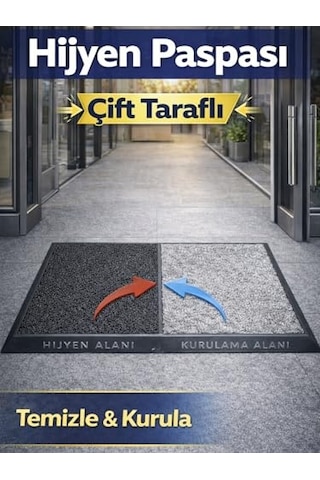 Çift Taraflı Dezenfektan Hijyen Paspası Kapı Ev Ofis Giriş Kıvırcık Paspas Kurulama Kaydırmaz 40x80 Cm Diğer