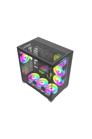 Strong Syrax 7x 120 Mm Fanlı Rgb Led Buton Kontrol Atx Akvaryum Siyah Gaming Bilgisayar Kasası Powersız