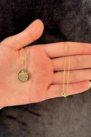 14 Ayar Altın Nazarlık Kolye Ayetel Kürsi Yazılı Kolye 18 Mm 001