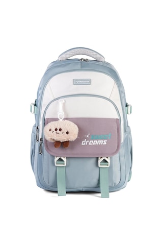 Relaxion 2462 Çocuk Bordo Peluş Anahtarlıklı Fonksiyonel Okul Çantası Gri