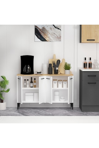 Frezya 4 Kapaklı Kahve Köşesi Mutfak Dolabı Beyaz Safirmeşe