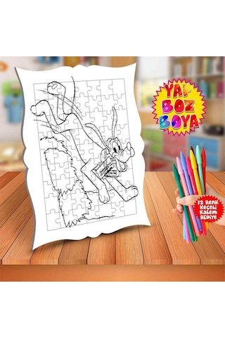 Samandan Atlayan Köpek Çocuk Boyama Puzzle Tablo-65-by Samandan Atlayan Köpek Çocuk Boyama Puzzle Tablo-65-by