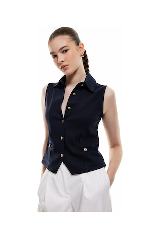 Koton Slim Fit Gold Düğme Detaylı Kolsuz Ceket Yaka Yelek Lacivert 5sak30062ek Lacivert